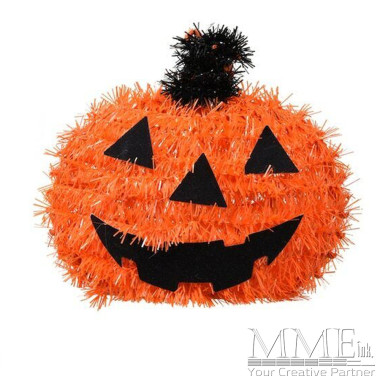 Mini Tinsel Table Decoration Pumpkin